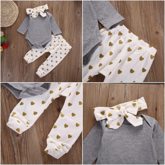 ❤️LAST ONE❤️ 3Pc. Gold Glitter Heart Set - Picture 4 of 5